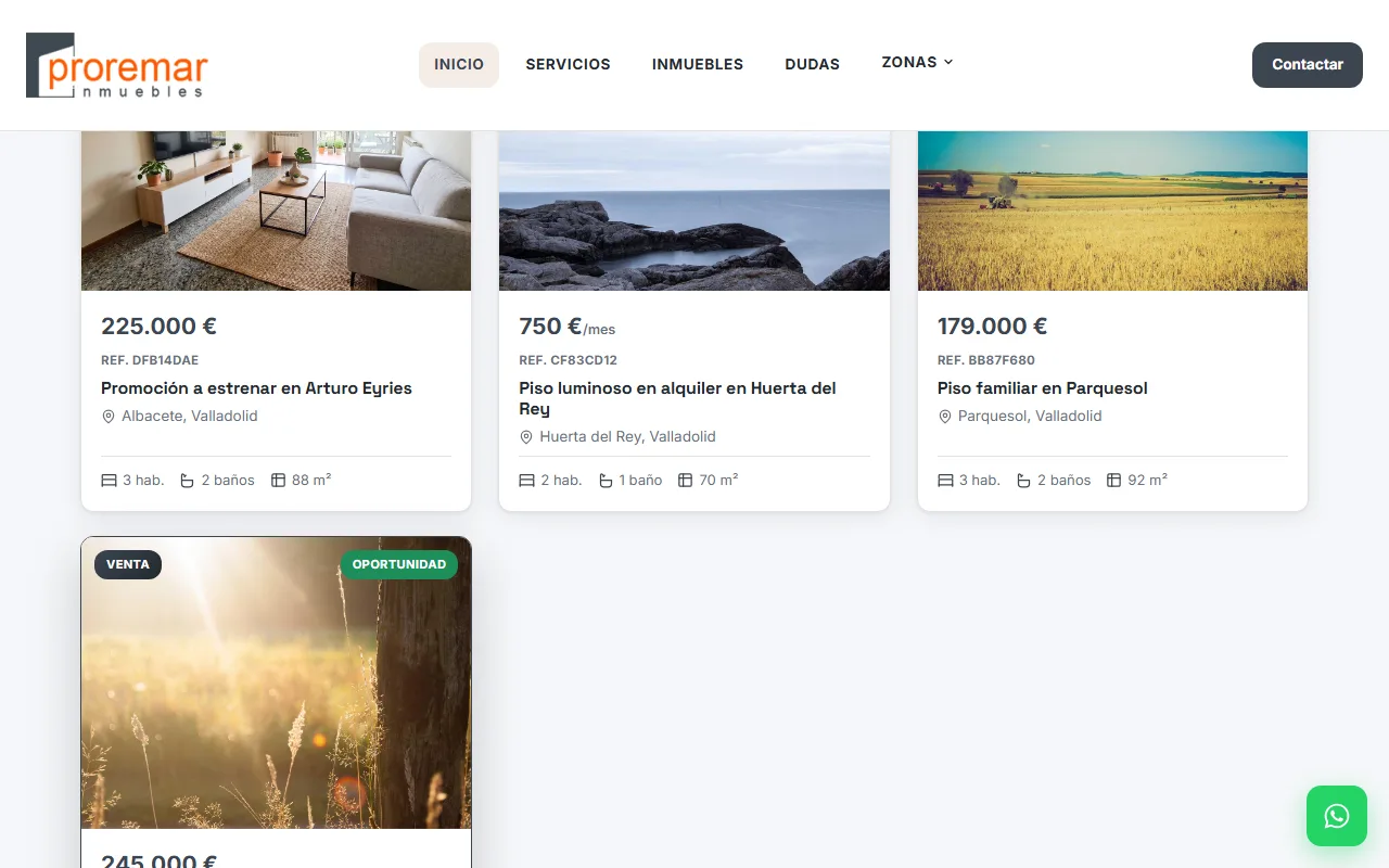 Web de Proremar Inmobiliaria hecha por Zecrom